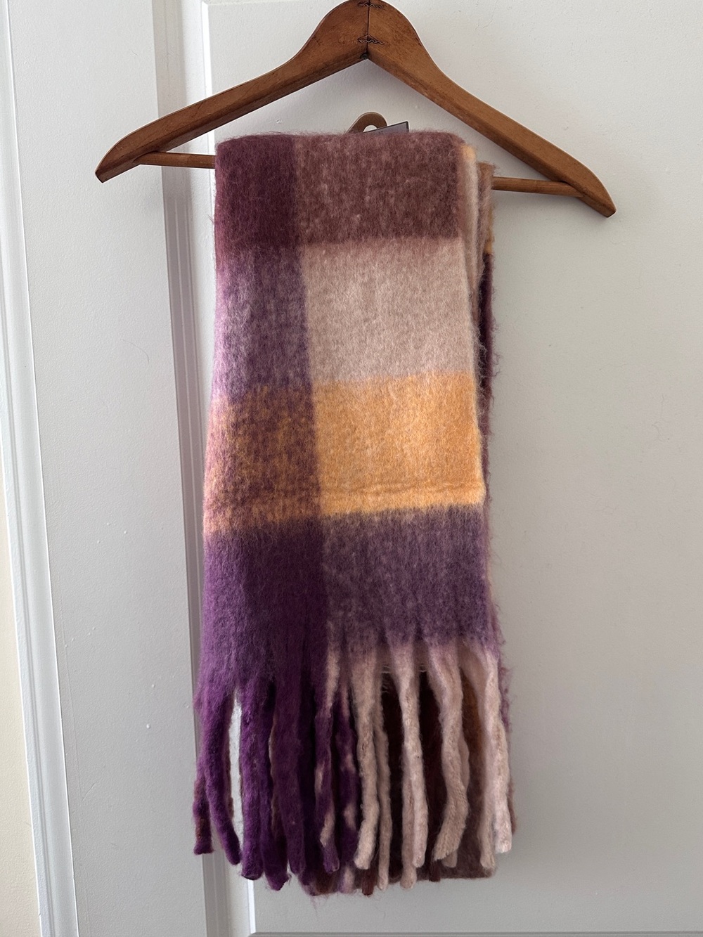 NWT Mountain Warehouse Purple Orange Plaid Cozy Blanket Scarf Fall Preppy O/S